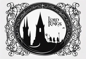 Lord of the rings. Small and very simple. Include Round hobbit door, gandalfs staff, barad dur silhouette in background, the word “always” subtly somewhere, Harry Potter wands tattoo idea