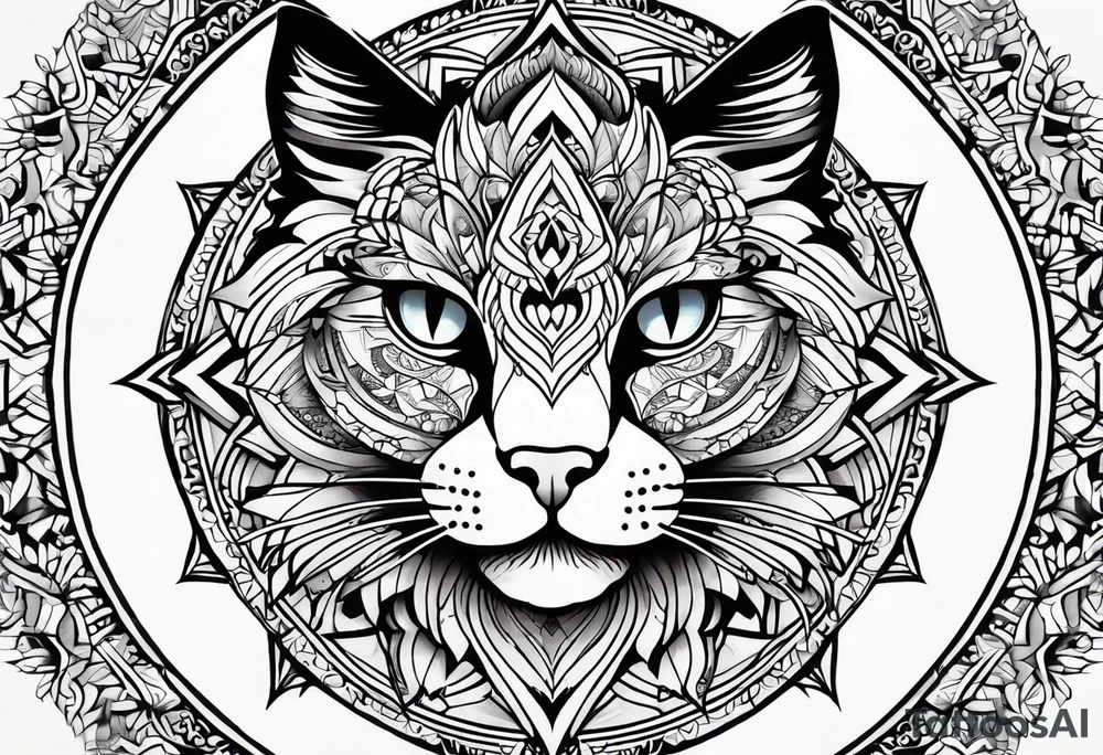 Cat mandala tattoo idea