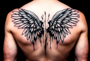 Angel wings in blood tattoo idea