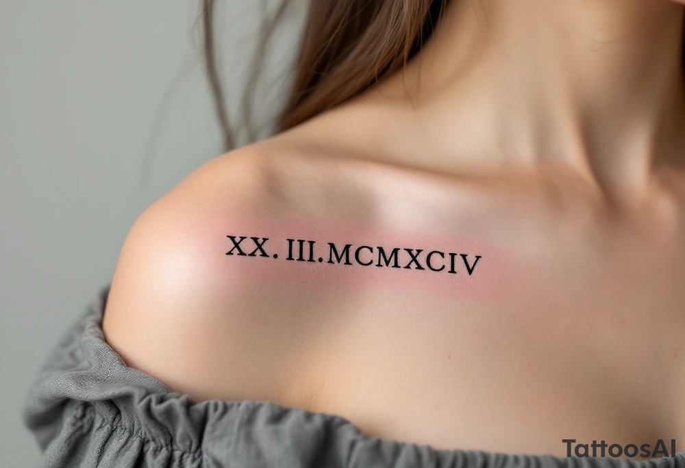 XX.III.MCMXCIV along the spine in bold black Roman font, split by a thin vertical red line for symmetry. tattoo idea