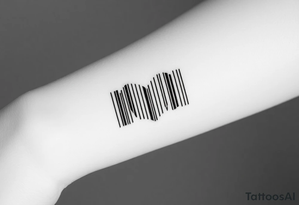 barcode with the numbers forming a hidden heart shape, symbolizing encoded love tattoo idea