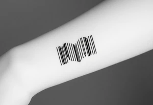 barcode with the numbers forming a hidden heart shape, symbolizing encoded love tattoo idea