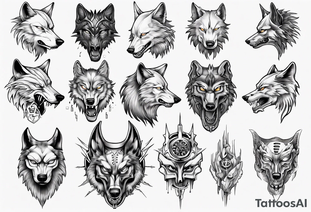 wolf head tattoo idea