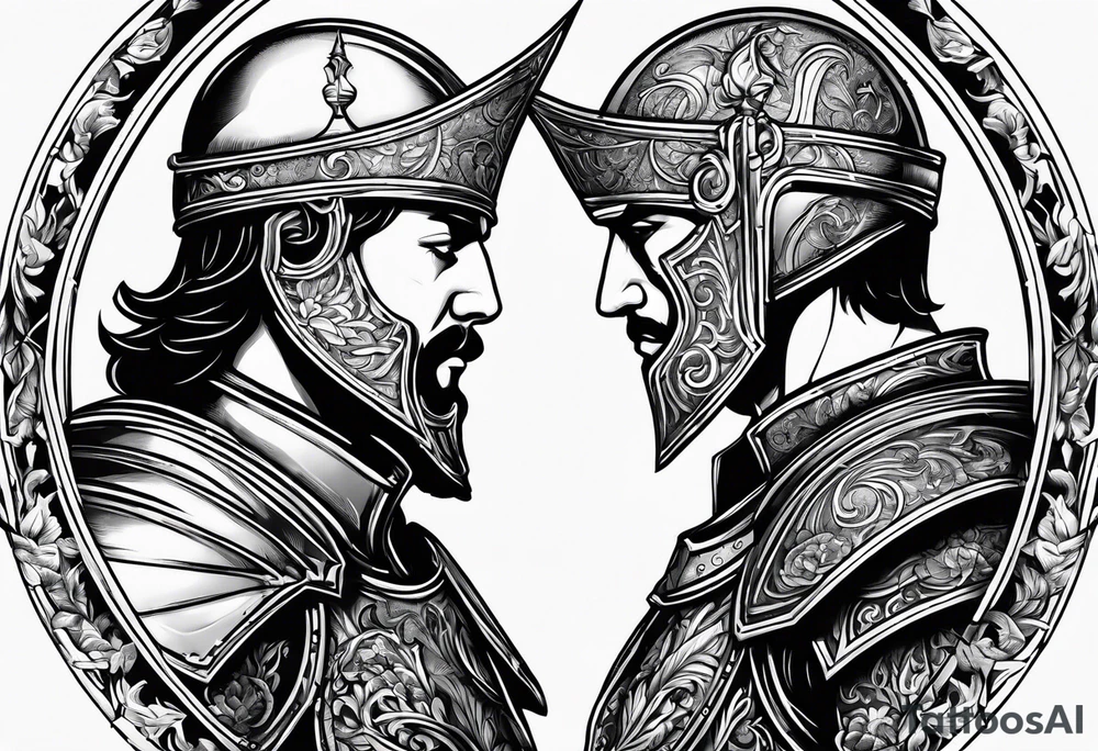 two male knights in love tattoo idea