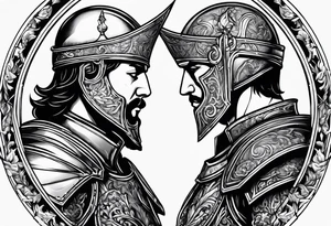 two male knights in love tattoo idea