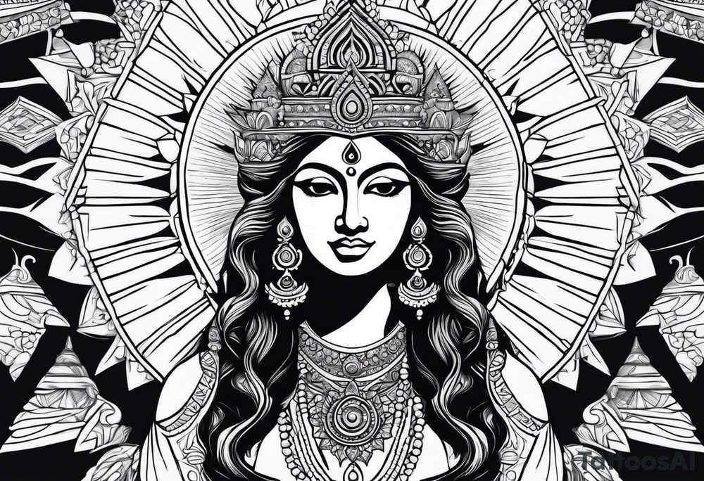 Lord Surya, godess Ganga, sunset tattoo idea