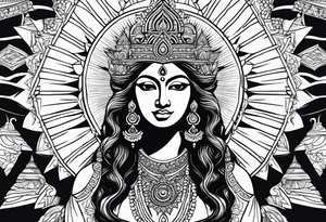 Lord Surya, godess Ganga, sunset tattoo idea