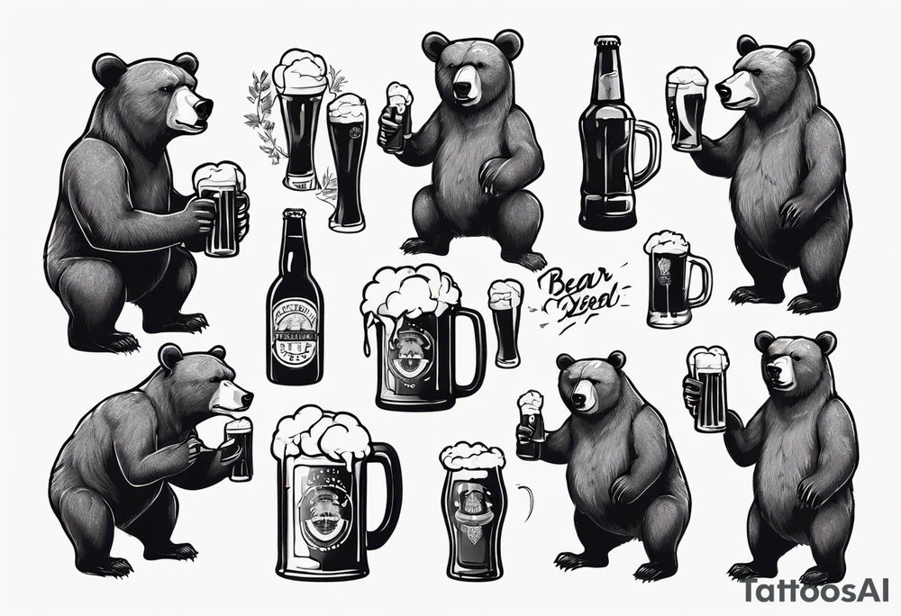 bear with a beer tattoo idea