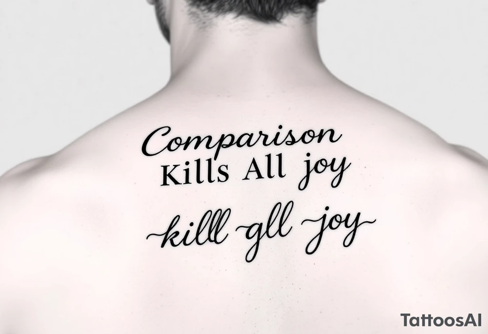 The quote Comparison Kills All Joy and then a design or something symbolic that relates to the quote on my for arm tattoo idea