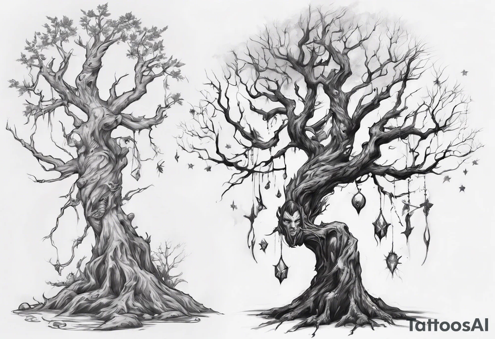 Dying night elf tree tattoo idea