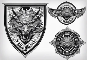 Valhalla shield dragon head tattoo idea