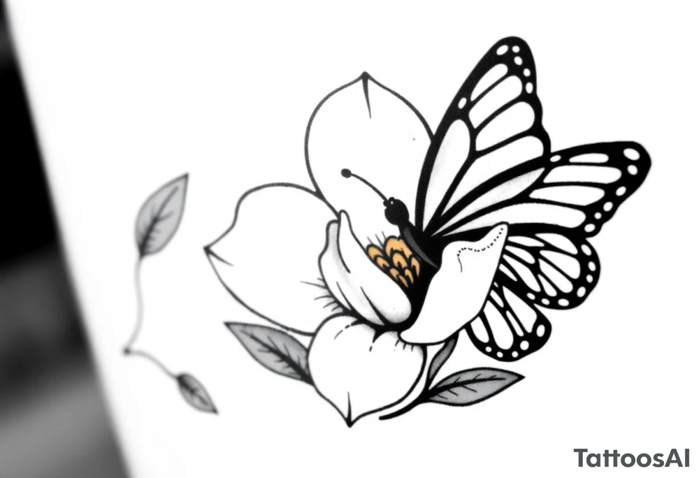 Magnolia flower, butterfly tattoo idea