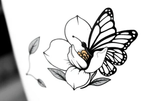 Magnolia flower, butterfly tattoo idea