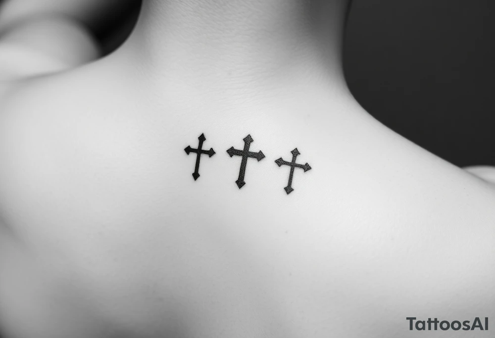 3 simple cross side by side on top of the 4th finger. elegant, simple.
Use simple t that are simple lines, like a micro tattoo. no complicated designs or lines tattoo idea