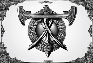 Valhalla sword  axe Valknut barbed wire chains tattoo idea