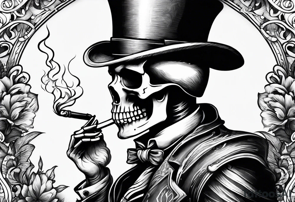 skeleton smoking tattoo idea