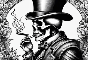 skeleton smoking tattoo idea