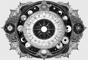 Astrology, Natal Chart, Cancer sign symbolic, vision, yin yang, the moon, the sun, Uranus, Pluto, spiritual, third eye, mystical, Zen, armband tattoo idea