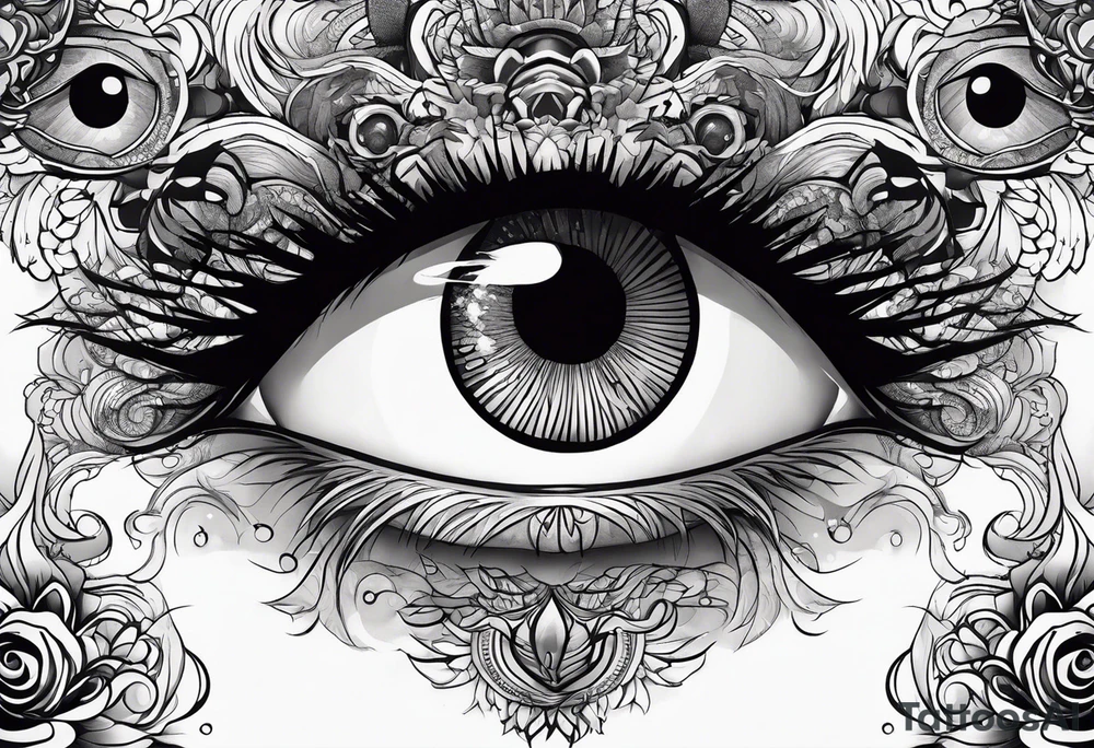 Crazy scary Japanese-style eyes tattoo idea