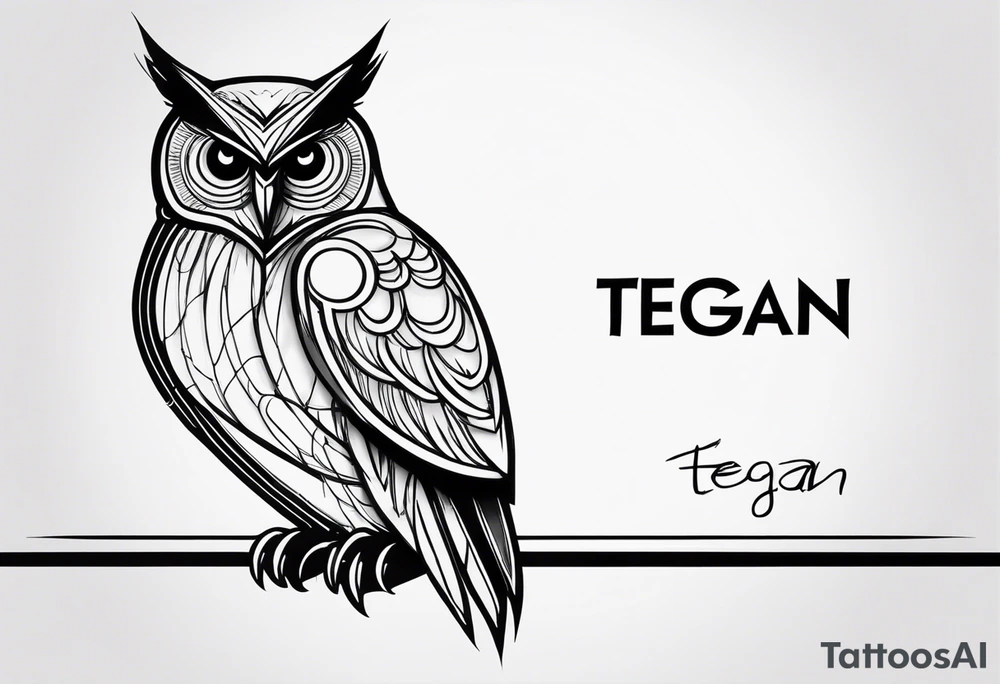 An owl with the name Teagan written inside of it somewhere tattoo idea
