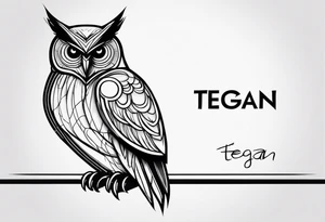 An owl with the name Teagan written inside of it somewhere tattoo idea
