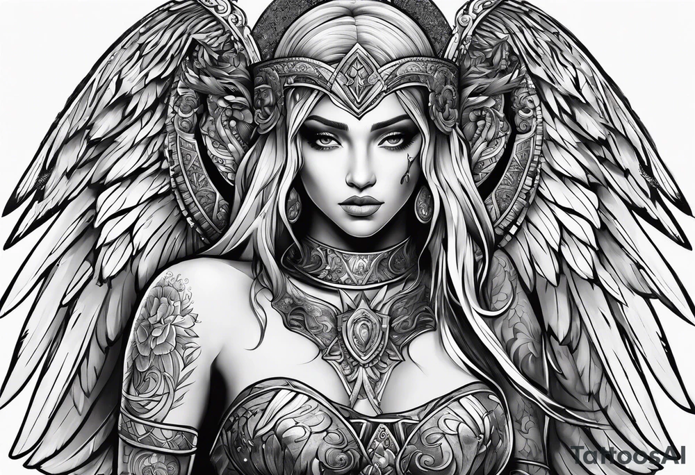 warrior figure, angel tattoo idea