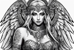 warrior figure, angel tattoo idea