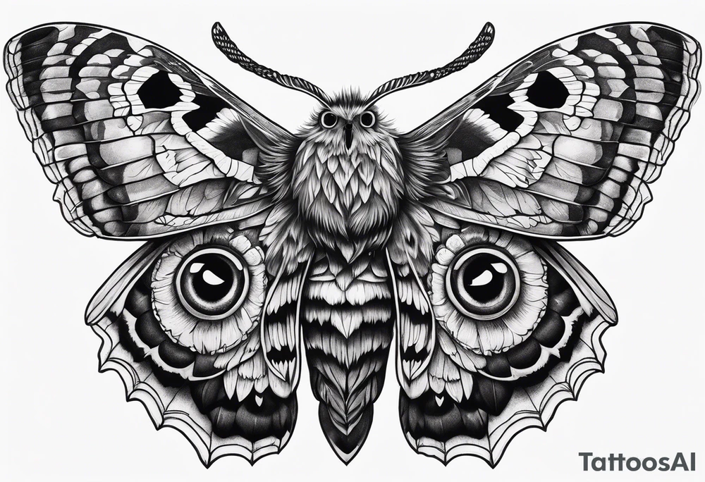 Dead head moth with owl eyes tattoo idea