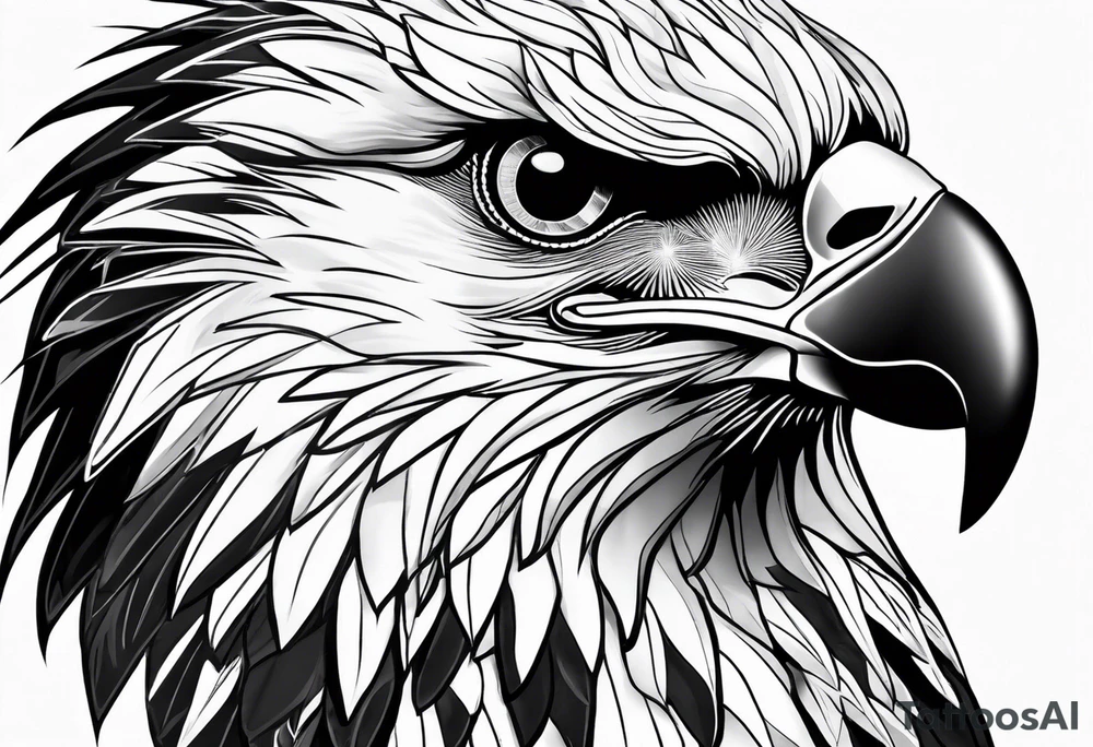 Realistic black and white eagle chest tattoo tattoo idea