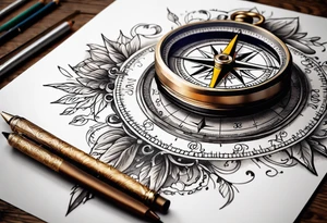 vintage compass tattoo idea
