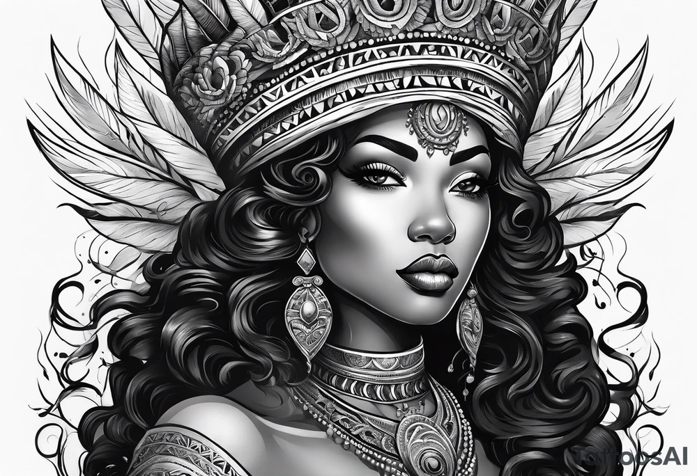 Black Goddess of sativa tattoo idea