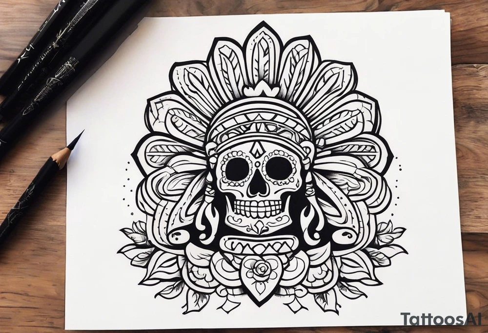 Mexican culture in a sleeve format tattoo idea