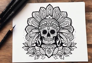 Mexican culture in a sleeve format tattoo idea