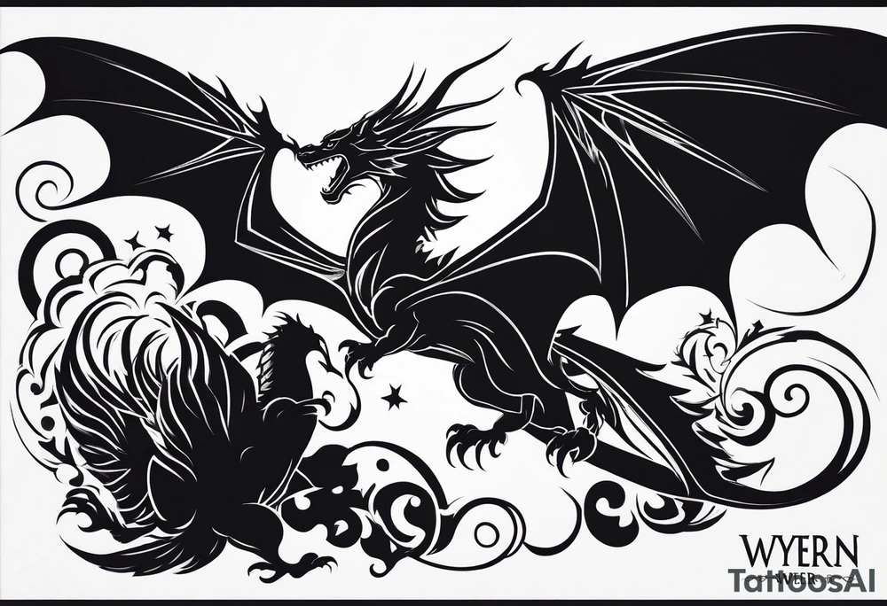 Wyvern silhouette simple tattoo idea