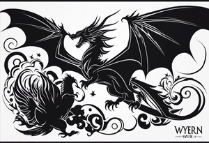 Wyvern silhouette simple tattoo idea