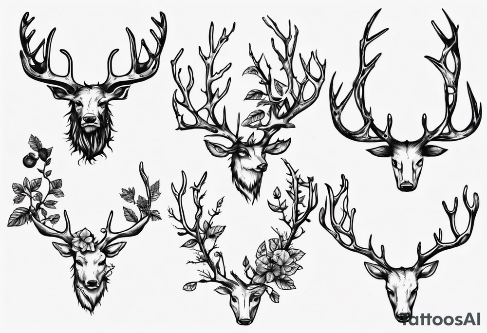 Bramble growing on antlers tattoo idea