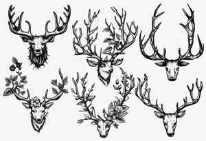 Bramble growing on antlers tattoo idea