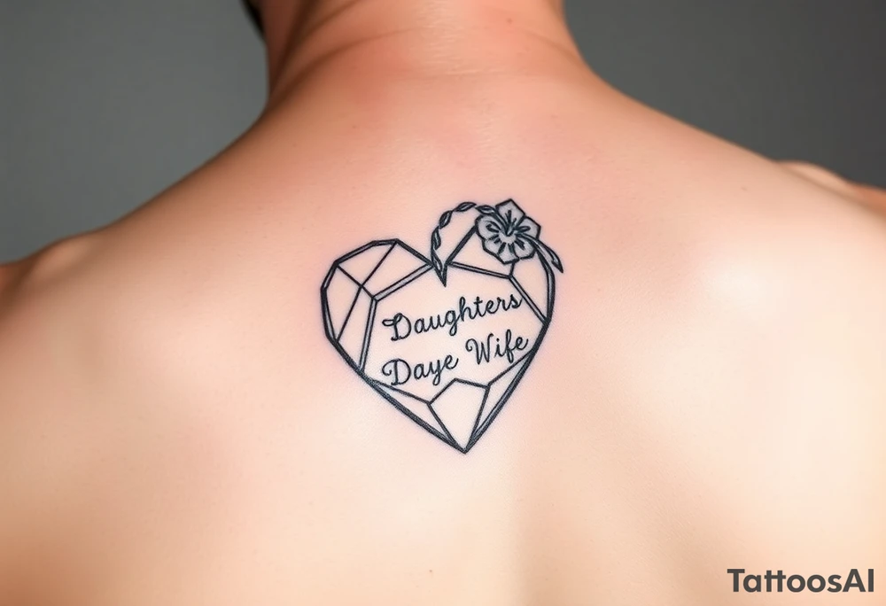 I want a tattoo for located on my left pectorial muscle that symbolizes the fact that I have a stent in how important my wife and two kids are to me. I want the geometric design to resemble a stent with the names of my two daughters and wife Tying in together to wrap around my heart tattoo idea