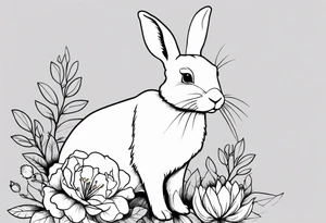 Rabbit and flowers tattoo idea
