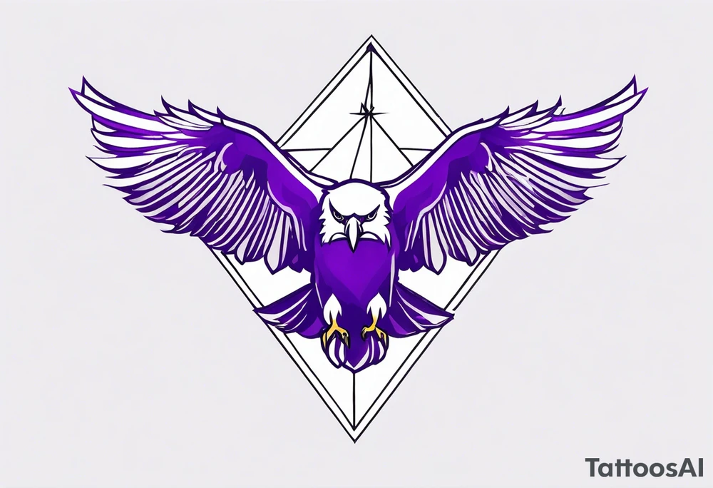 the outline of an eagle over a purple triangle tattoo idea