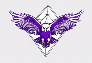 the outline of an eagle over a purple triangle tattoo idea