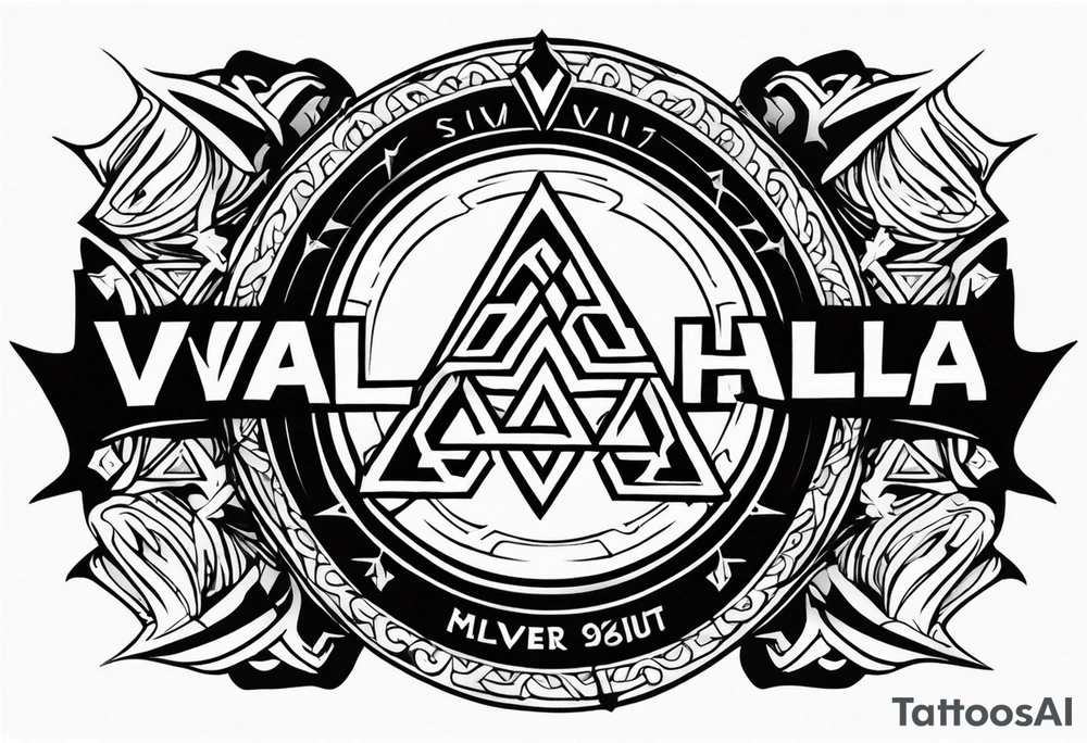 Valhalla
Sword shield valknut axe fire tattoo idea