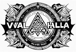 Valhalla 
Sword shield valknut  axe fire tattoo idea