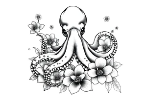 octopus and flowers tattoo idea