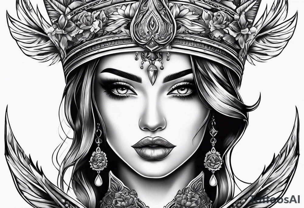 Female holding dagger tattoo idea