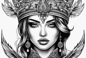 Female holding dagger tattoo idea