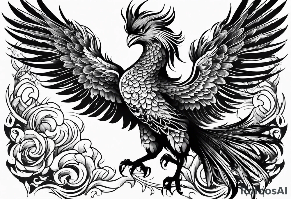 traditional Japanese phoenix no background tattoo idea