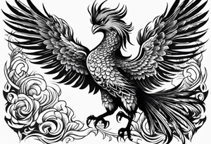 traditional Japanese phoenix no background tattoo idea