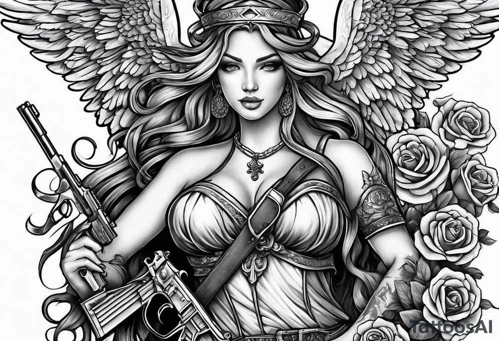 Angels with guns tattoo idea