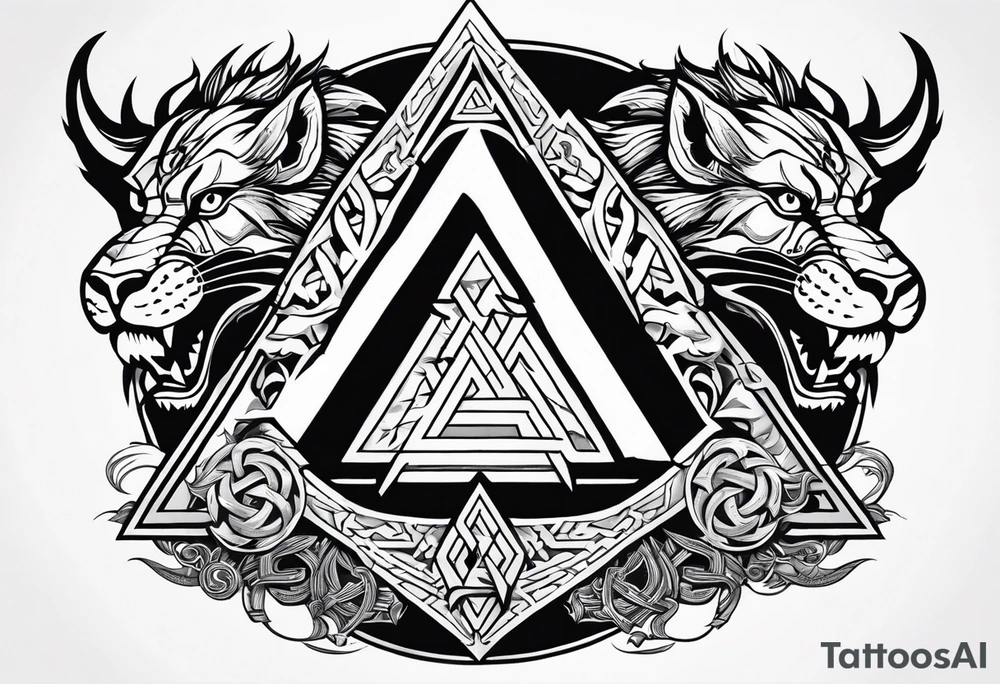 Valhalla sword shield axe Valknut stairs dragon lion tattoo idea Valhalla sword shield axe Valknut stairs dragon lion tattoo idea